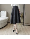 Fall Winter Long Skirt for Women   Elegant High Waisted Medieval Skirts Black Khaki Faldas Mujer Moda Clothing