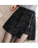 Women Irregular Shorts Skirts Fall Winter Streetwear High Waist Wide Leg Side Zipper Slit Chic Shorts Feminino Lady Short Pants