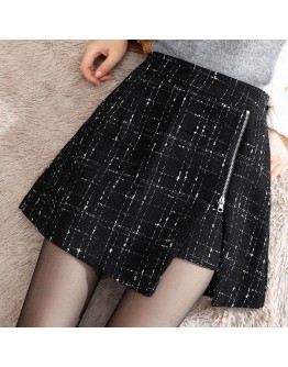 Women Irregular Shorts Skirts Fall Winter Streetwear High Waist Wide Leg Side Zipper Slit Chic Shorts Feminino Lady Short Pants