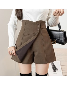 Fall Winter Woolen Skirt Shorts Women High Waisted Wide Leg Booty Shorts Harajuku Chores Para Mujer   Short Pants