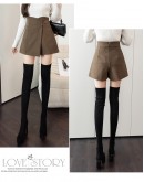 Fall Winter Woolen Skirt Shorts Women High Waisted Wide Leg Booty Shorts Harajuku Chores Para Mujer   Short Pants