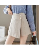 Fall Winter Woolen Skirt Shorts Women High Waisted Wide Leg Booty Shorts Harajuku Chores Para Mujer   Short Pants