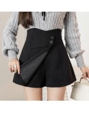 Fall Winter Woolen Skirt Shorts Women High Waisted Wide Leg Booty Shorts Harajuku Chores Para Mujer   Short Pants