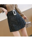 Autumn Winter Irregular Tweed Woolen Skirt Shorts Women High Waisted Wide Leg Booty Shorts   Clothing Female