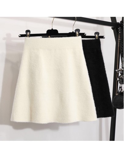 Autumn Winter Warm Faux Mink Fleece Skirt for Women High Waisted Slim Soft Short Mini Booty Skirts Hip Package Cute Faldas