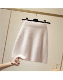 Autumn Winter Warm Faux Mink Fleece Skirt for Women High Waisted Slim Soft Short Mini Booty Skirts Hip Package Cute Faldas