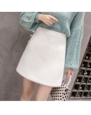 Autumn Winter Warm Faux Mink Fleece Skirt for Women High Waisted Slim Soft Short Mini Booty Skirts Hip Package Cute Faldas