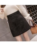 Autumn Winter Warm Faux Mink Fleece Skirt for Women High Waisted Slim Soft Short Mini Booty Skirts Hip Package Cute Faldas