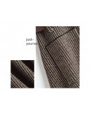 Long Retro Houndstooth Skirt Women Plus Size Autumn Winter    Pocket Mid-length High Waisted Jupe Femme