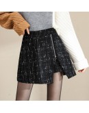 Women Irregular Shorts Skirts Fall Winter Streetwear High Waist Wide Leg Side Zipper Slit Chic Shorts Feminino Lady Short Pants