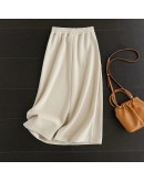 Autumn Winter High Elastic Waist Midi Skirt Women Drawsting Back Split Hoodies Skirts with Pockets Casual Straight Faldas