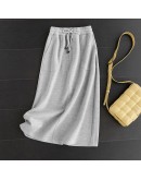 Autumn Winter High Elastic Waist Midi Skirt Women Drawsting Back Split Hoodies Skirts with Pockets Casual Straight Faldas