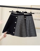 Hit Color Patchwork Short Mini Knitted Skirt Women Single Breasted High Waisted Thick Warm Booty Skirts Harajuku Mujer Faldas