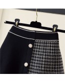 Hit Color Patchwork Short Mini Knitted Skirt Women Single Breasted High Waisted Thick Warm Booty Skirts Harajuku Mujer Faldas