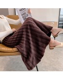 Autumn Winter Top  Thicken Knitted Skirt Women Elegant High Waist Long Skirts Female Warm Mink Fur Maxi Faldas Saia