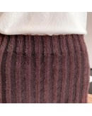 Autumn Winter Top  Thicken Knitted Skirt Women Elegant High Waist Long Skirts Female Warm Mink Fur Maxi Faldas Saia