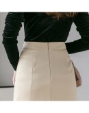  Autumn Irregular Midi Skirts Women Elegant High Waist Pachwork Pleated Skirt jupe femme Slim Skirt Spring  Style