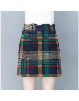 Autumn Plaid Wool Skirt Women  Winter Plus Size 4XL Hight Waist A-Line Thick Warm Mini Boots Skirts Female Hip Package Saias