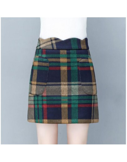 Autumn Plaid Wool Skirt Women  Winter Plus Size 4XL Hight Waist A-Line Thick Warm Mini Boots Skirts Female Hip Package Saias