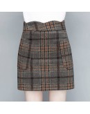 Autumn Plaid Wool Skirt Women  Winter Plus Size 4XL Hight Waist A-Line Thick Warm Mini Boots Skirts Female Hip Package Saias