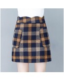 Autumn Plaid Wool Skirt Women  Winter Plus Size 4XL Hight Waist A-Line Thick Warm Mini Boots Skirts Female Hip Package Saias