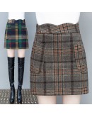 Autumn Plaid Wool Skirt Women  Winter Plus Size 4XL Hight Waist A-Line Thick Warm Mini Boots Skirts Female Hip Package Saias