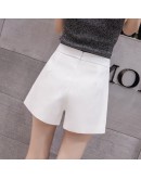 Summer Wide Leg Shorts Women Casual Chiffon Short Trousers Women's Slim High Waist Shorts Solid White Ladies Short Feminino