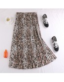 Spring Women Long Pleated Skirt High Waist Maxi Skirt Vintage Female Print Snake Leopard Skirt Faldas Jupe Femme Saia