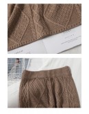  Vintage Twist Knitted Skirt Women High Waisted Straight Midi Sweater Skirts Autumn Winter Warm Hip Package Solid Faldas