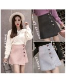 High Waist Irregular Button Mini Wool Skirts Autumn Winter Ladies Slim Skirt Women's Woolen Shorts Skirt faldas mujer moda F215