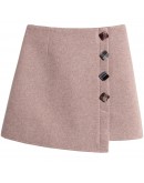 High Waist Irregular Button Mini Wool Skirts Autumn Winter Ladies Slim Skirt Women's Woolen Shorts Skirt faldas mujer moda F215