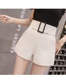 High Waist Wide Leg Shorts Women  Spring Summer  Belted Short Pants Sexy Shorts Solid Elegant Ladies Short Feminino