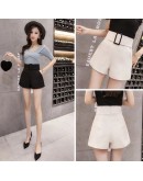 High Waist Wide Leg Shorts Women  Spring Summer  Belted Short Pants Sexy Shorts Solid Elegant Ladies Short Feminino