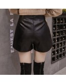 Wide Leg PU Faux Leather Shorts Women Spring Autumn Ladies Black High  Loose Short Pants With Pockets Plus Size 3XL