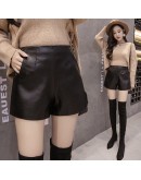 Wide Leg PU Faux Leather Shorts Women Spring Autumn Ladies Black High  Loose Short Pants With Pockets Plus Size 3XL