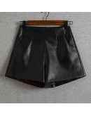 Wide Leg PU Faux Leather Shorts Women Spring Autumn Ladies Black High  Loose Short Pants With Pockets Plus Size 3XL