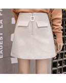  Wool Skirt Women Autumn Winter Warm A Line High waist Mini Skirts Ladies Offices Woollen Short Skirts Faldas Saia F211