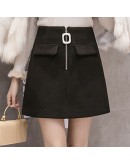  Wool Skirt Women Autumn Winter Warm A Line High waist Mini Skirts Ladies Offices Woollen Short Skirts Faldas Saia F211