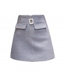  Wool Skirt Women Autumn Winter Warm A Line High waist Mini Skirts Ladies Offices Woollen Short Skirts Faldas Saia F211