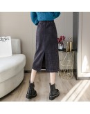 Vintage Corduroy Skirt Women's Autumn Winter High Waist Black Straight Midi Skirts Hip Package Booty   Clothes