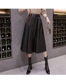 High Waisted Long Leather Skirt Women Fall Winter Midi PU Skirts with Belt Streetwear Mid Length Red Black Harajuku Faldas Mujer