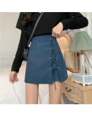  Irregular Lace Up Skirt Women High Waist Autumn Short Skirt Mini Harajuku Side Split Skirts Streetwear  Jupe Femme Saia