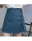  Irregular Lace Up Skirt Women High Waist Autumn Short Skirt Mini Harajuku Side Split Skirts Streetwear  Jupe Femme Saia