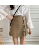  Irregular Lace Up Skirt Women High Waist Autumn Short Skirt Mini Harajuku Side Split Skirts Streetwear  Jupe Femme Saia