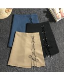  Irregular Lace Up Skirt Women High Waist Autumn Short Skirt Mini Harajuku Side Split Skirts Streetwear  Jupe Femme Saia