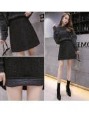  autumn winter tweed woolen skirt women short mini black skirt high waist hip package faldas largas mujer medieval skirts