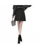  autumn winter tweed woolen skirt women short mini black skirt high waist hip package faldas largas mujer medieval skirts