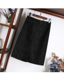  autumn winter tweed woolen skirt women short mini black skirt high waist hip package faldas largas mujer medieval skirts