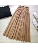  Stylish Faux Leather Midi Skirts Autumn Winter  Women Elastic High Waist Chic Umbrella A-Line Hippie Skirt