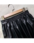  Stylish Faux Leather Midi Skirts Autumn Winter  Women Elastic High Waist Chic Umbrella A-Line Hippie Skirt